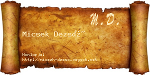 Micsek Dezső névjegykártya